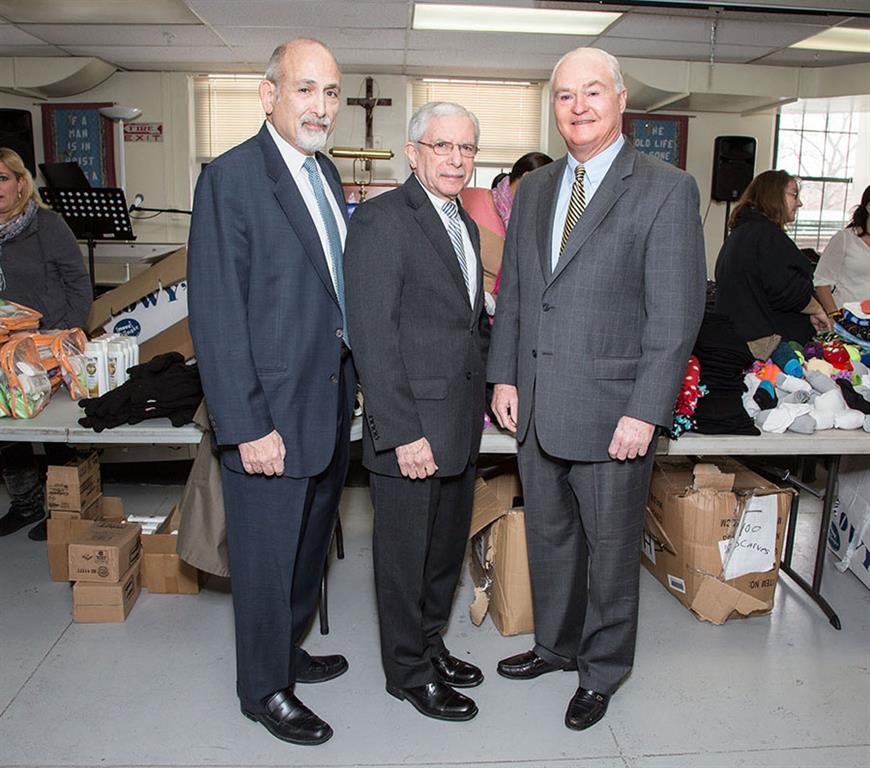 Monmouth County Human Services Acting Director Jeffrey Schwartz, New Jersey Department of Community Affairs Commissioner Charles A. Richman and Freeholder John P. Curley visit the NJ Counts event at the Jersey Shore Rescue Mission on Jan. 27 in Asbury Park.